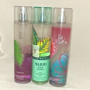 Bath and Body Works Spray LOT Into the Wild Waikiki Beach Coconut Pink Chiffon